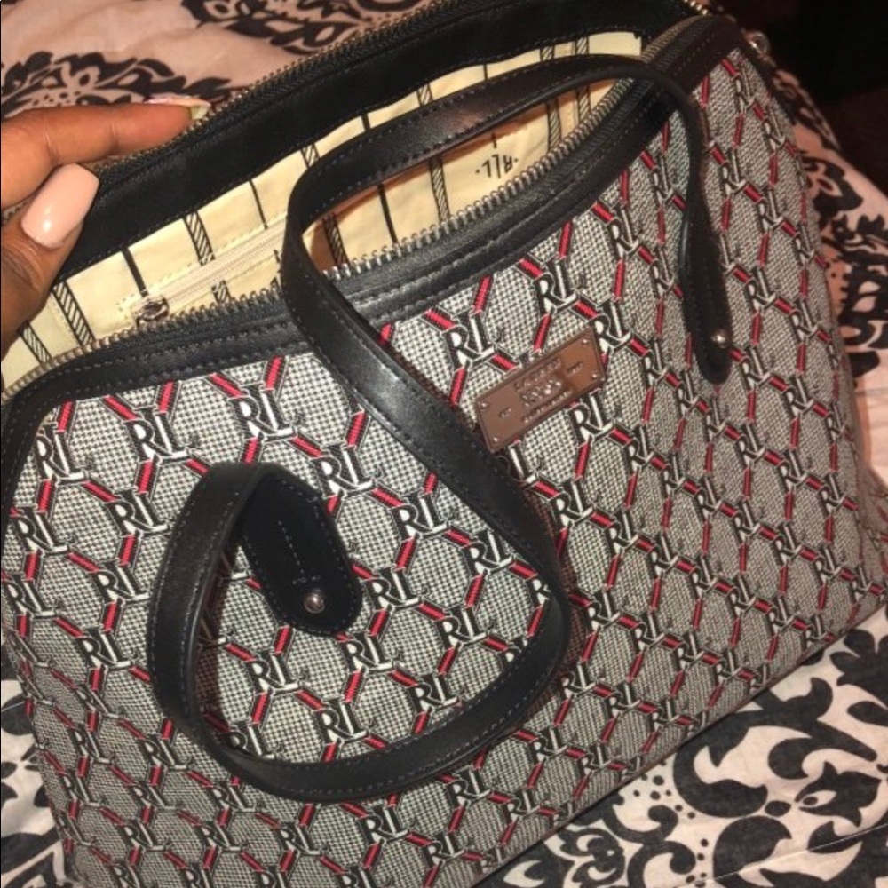 Ralph Lauren red black and grey purse